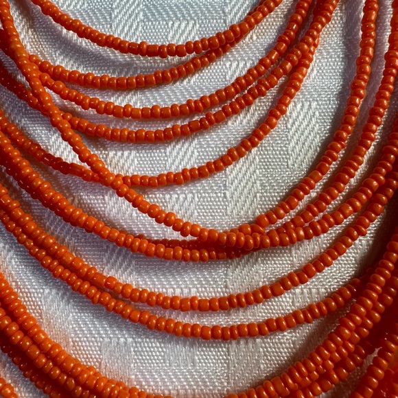 Orange Seed Bead Necklace Set - Picture 3 of 5